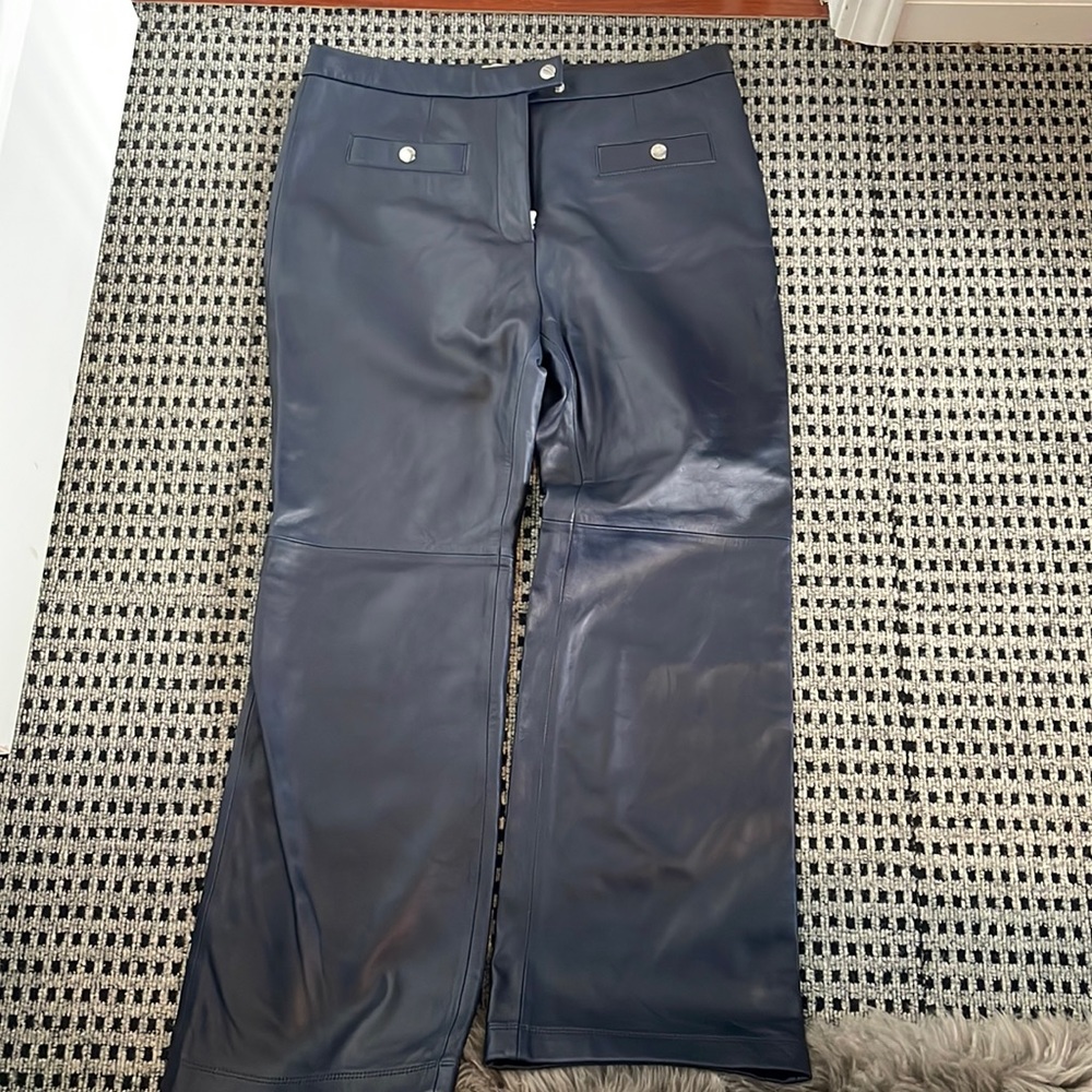Navy Coach Leather Pant